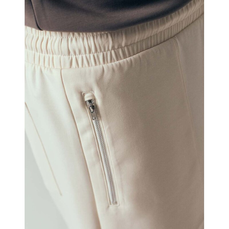 ASOS DESIGN oversized fit zip jersey short in beige-Neutral