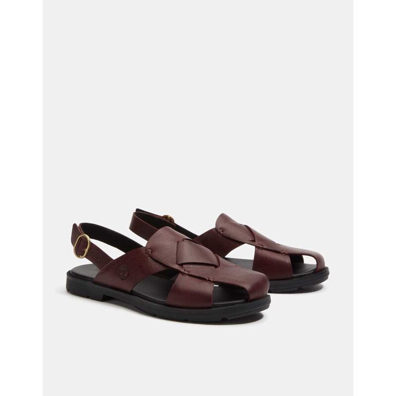 Timberland Calista Bay sandals in burgundy full grain leather