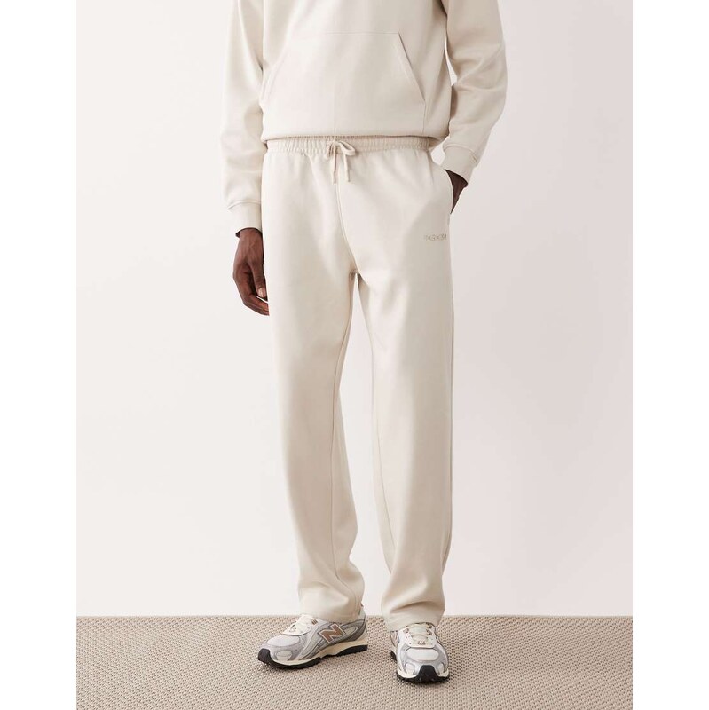 ASOS DESIGN co-ord straight leg printed jogger in beige-Neutral