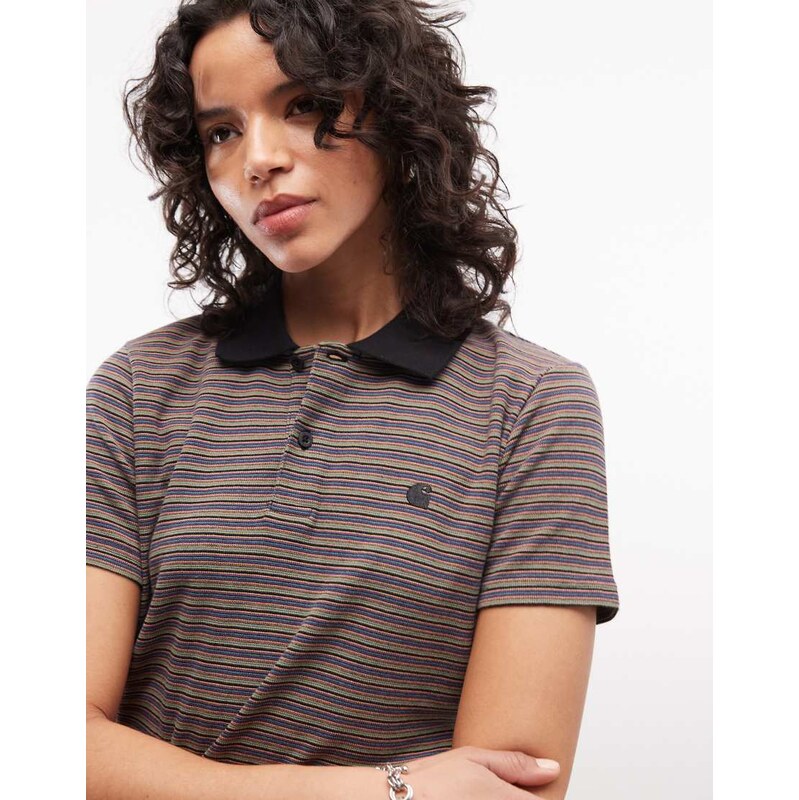 Carhartt WIP dion polo in multi stripe