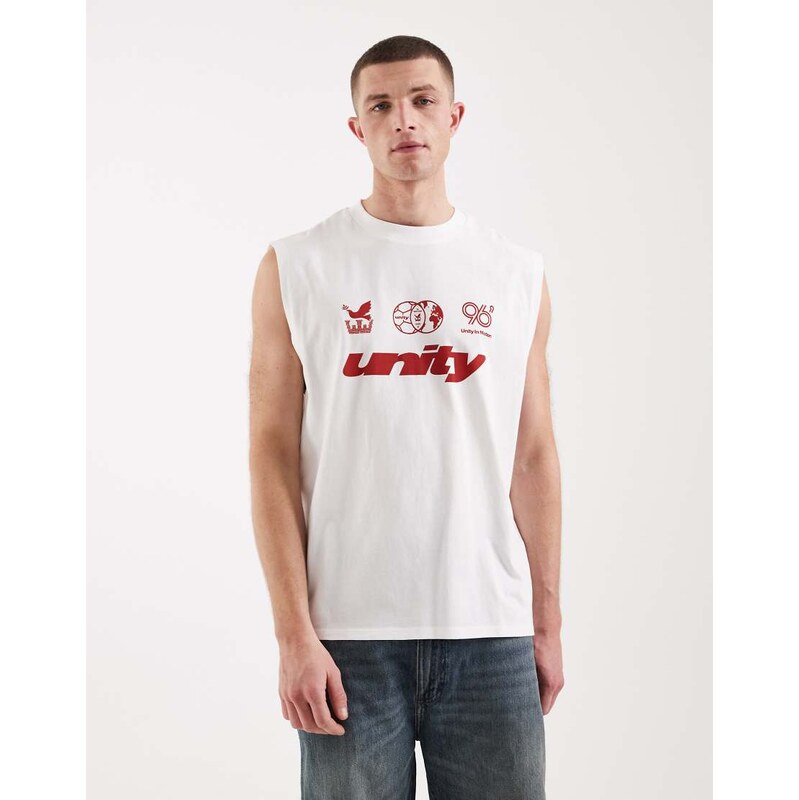 ASOS DESIGN oversized tank with football graphic in white