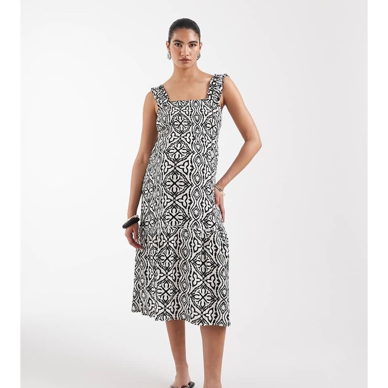 Vero Moda Maternity sleeveless shirred bodice tiered midi dress