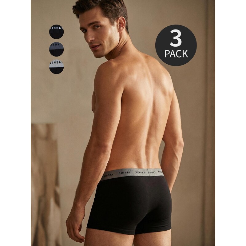 Sinsay - Bavlněné boxerky 3 pack - černá