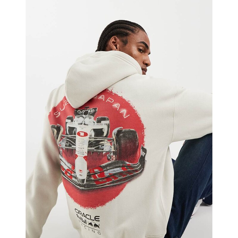 Hollister red bull zip through hoodie in white