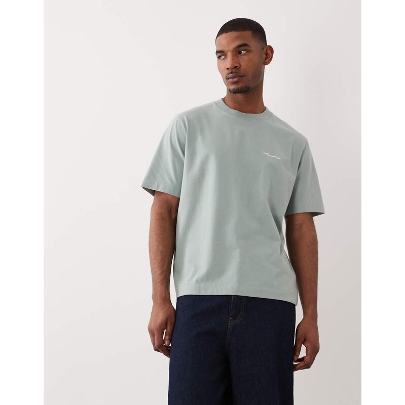 Abercrombie & Fitch boxy short sleeve italic logo t-shirt in sage 114747120