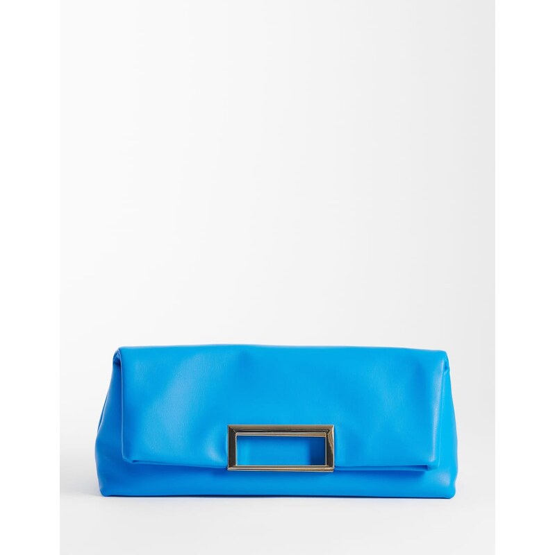 ASOS DESIGN oversized metal handle clutch in bright blue 114807741