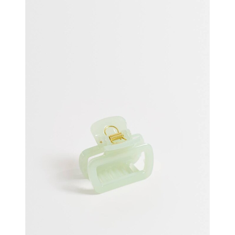 DesignB London mini square hair claw clip in opaque mint green
