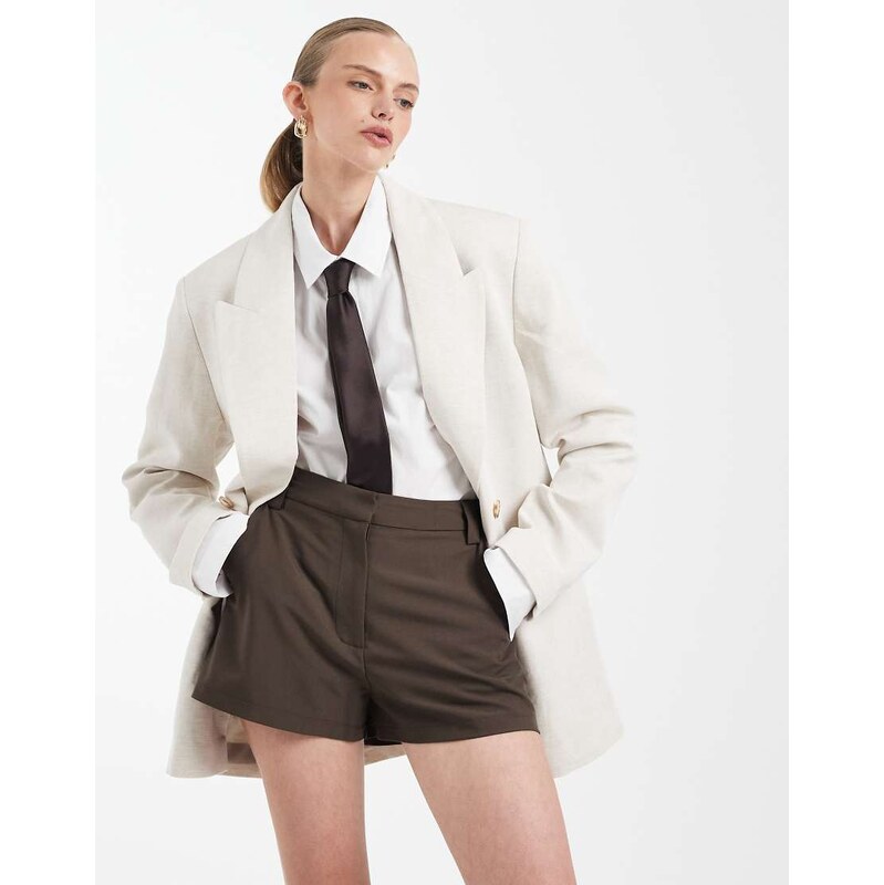 ASOS DESIGN tailored micro short in chocolate-Brown