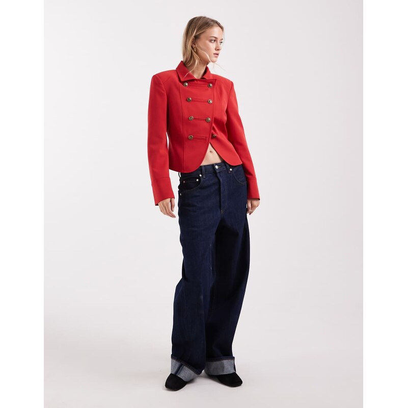 ASOS DESIGN shrunken drummer style jacket in red