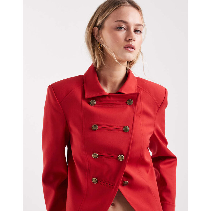 ASOS DESIGN shrunken drummer style jacket in red