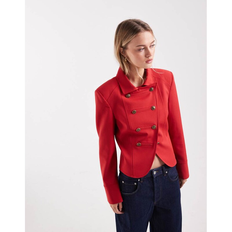 ASOS DESIGN shrunken drummer style jacket in red