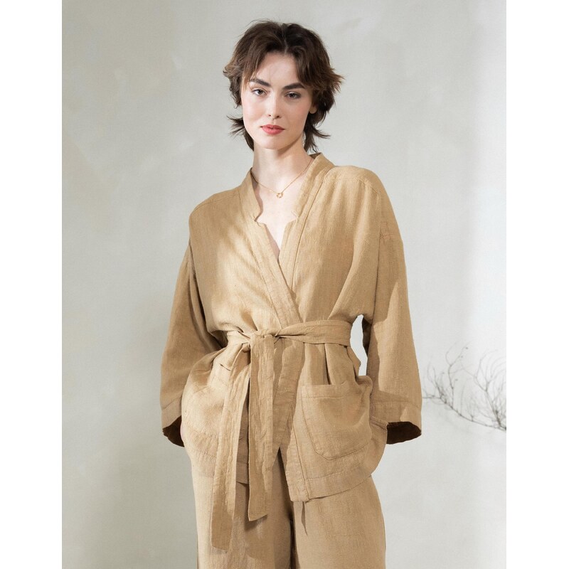 Studio Nila Lněné kimono Elodie Irish Cream XS