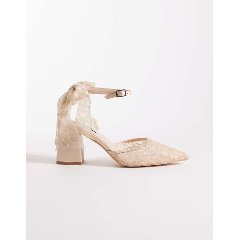 Be Mine Bridal Reema block heeled shoes with bow detail in rose