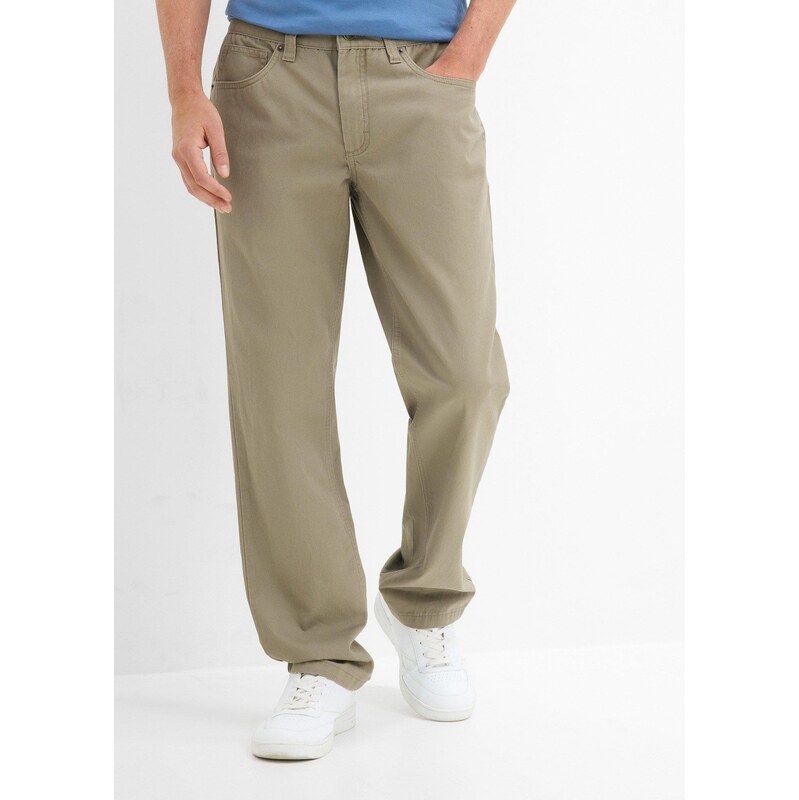 bonprix Keprové kalhoty z čisté bavlny Regular Fit, Straight
