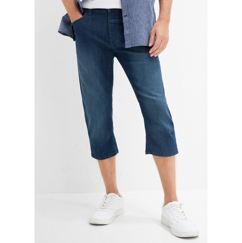 bonprix Lehké 3/4 džíny s pružným pasem, Slim Fit modrá Muž