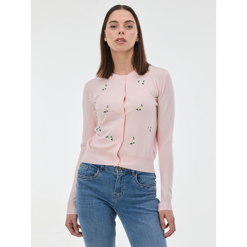 Světle růžový cardigan s vyšíváním ORSAY 114756819
