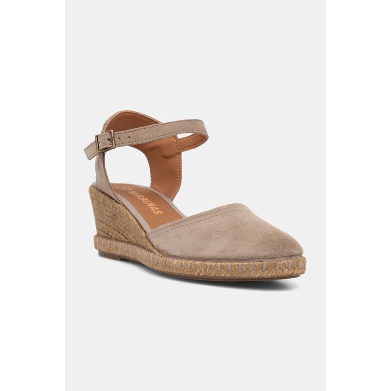 Verbenas espadrilky na klínku dámské semišové MALENA SERRAJE/TAN 114756561