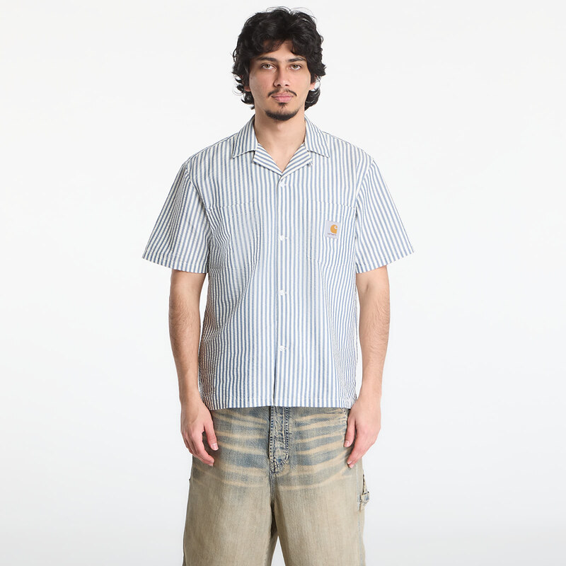 Košile Carhartt WIP S/S Leavel Shirt UNISEX Leavel Stripe/ Blue