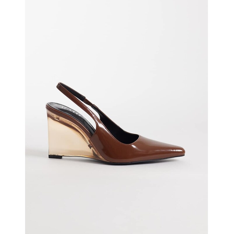 RAID Louna slingback clear wedge shoes in brown 114927603