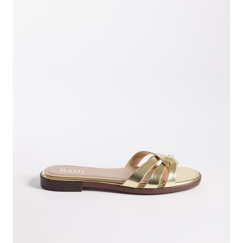 RAID Wide Fit Toffee flat slider sandals in gold 114956218