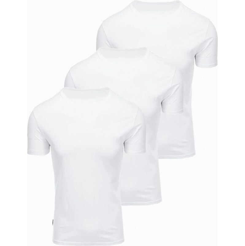 Ombre Clothing Trojité balení bílých triček V11 TSBS-0268