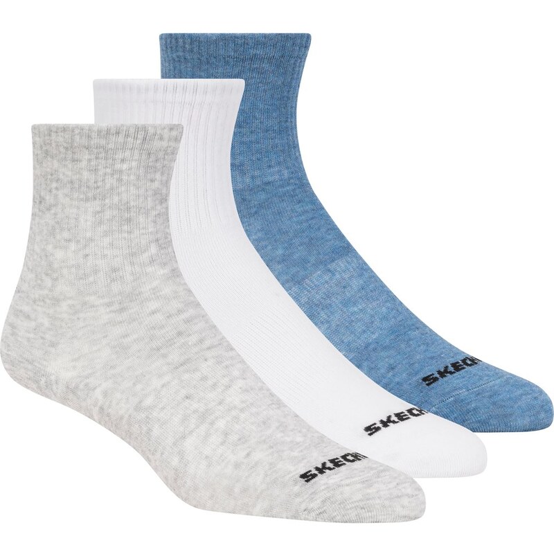 Skechers Chlapci 3 Pack Boys Crew Cotton ponožky v Šedá/Modrý,
