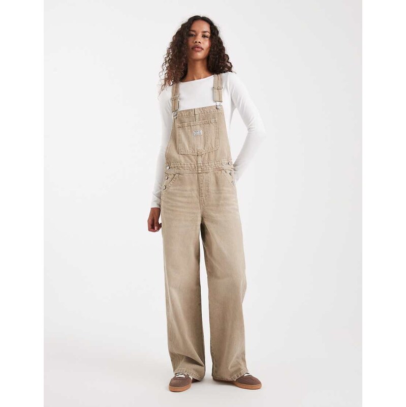 Levis baggy denim dungarees in stone-Neutral 114773378