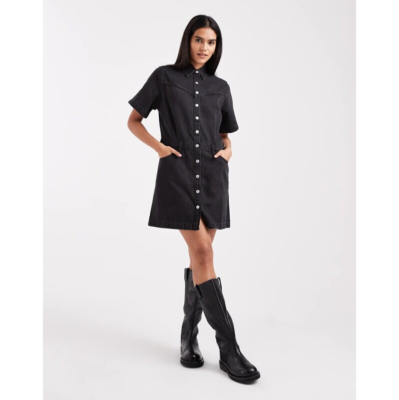 Levis Logan western denim mini dress in black