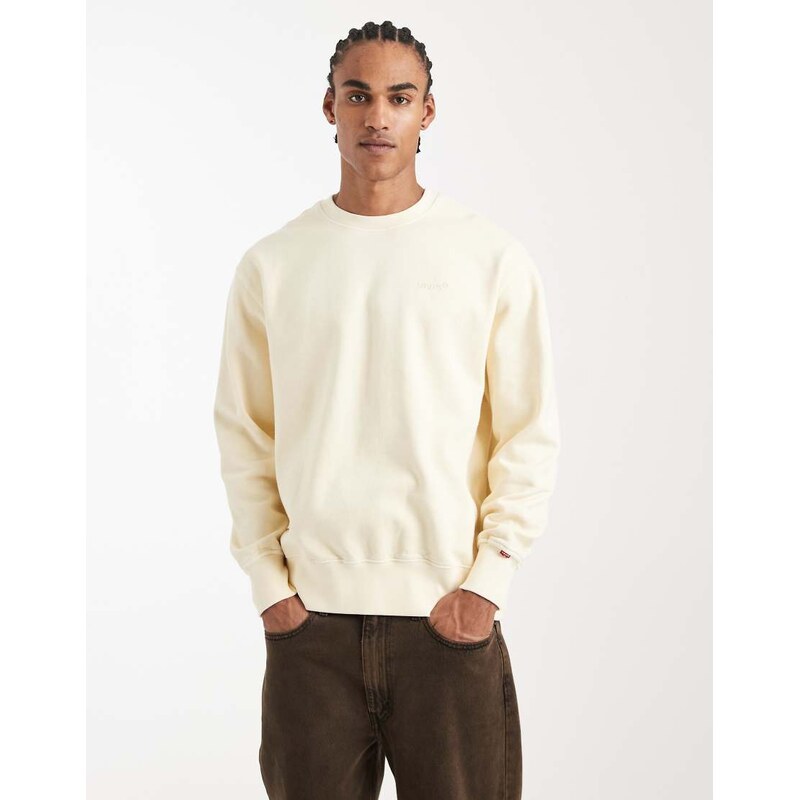 Levi's authentic garment dye crew sweatshirt in cream-White