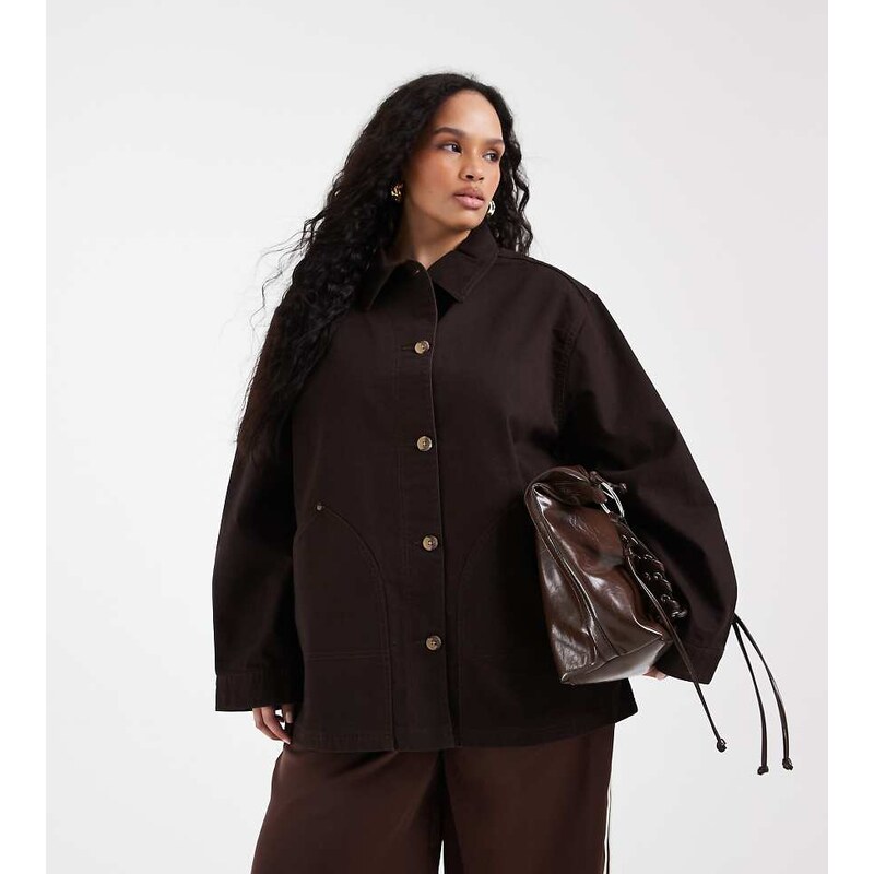 ASOS Curve ASOS DESIGN Curve oversized cotton harrington jacket in 114773417