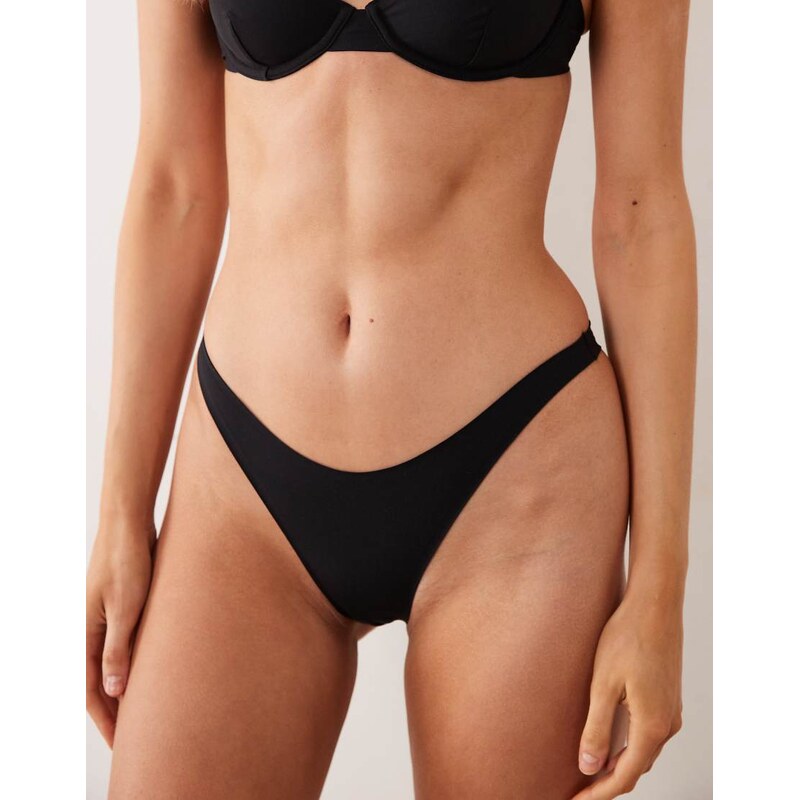 ASOS DESIGN Carla smoothing high leg brazilian in black 115516046