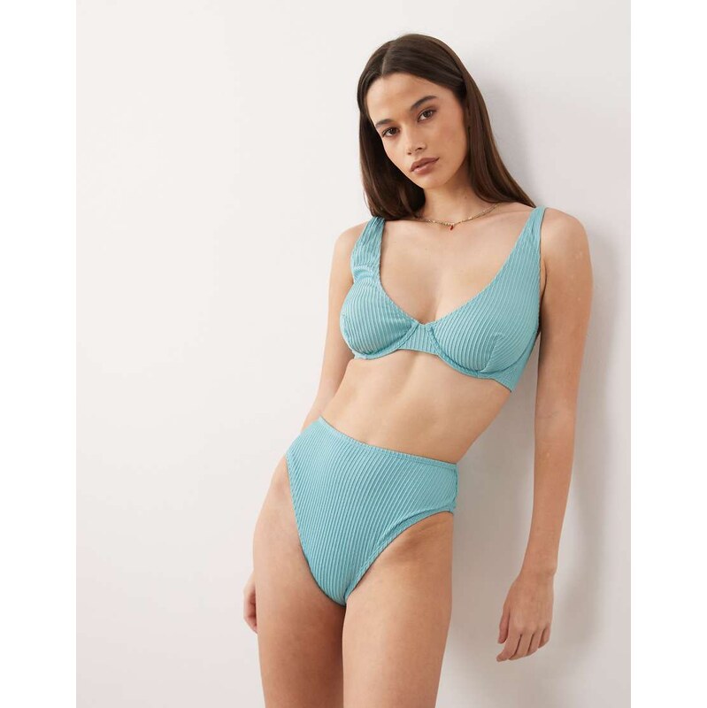 ASOS DESIGN Riddy glitter rib Azores high leg high waist bikini bottom 115516841