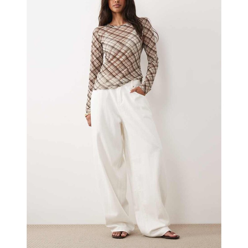 SNDYS cotton lightweight slouch balloon leg jeans in white