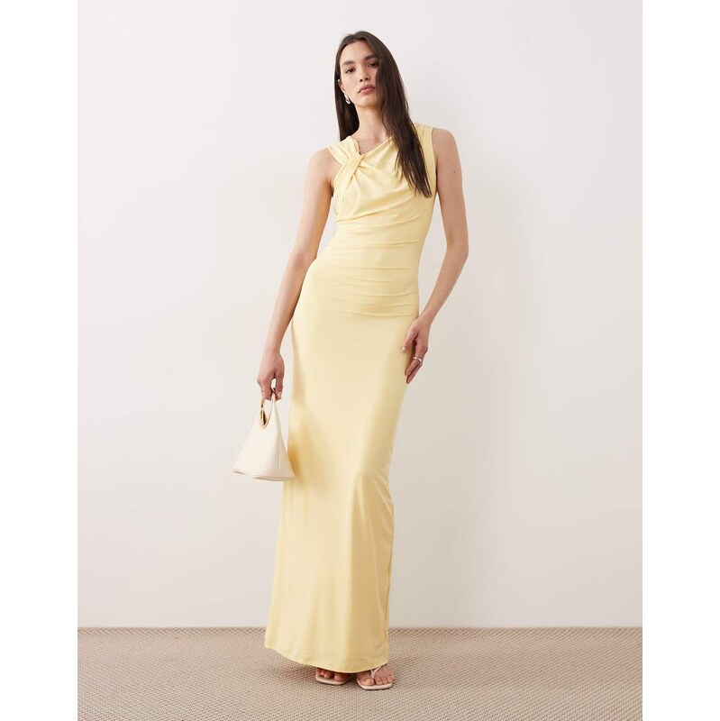 SNDYS asymmetric knot detail maxi dress in yellow 114773553