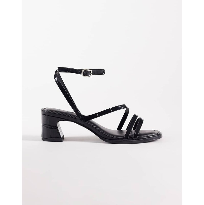 ASOS DESIGN Honeybee mid block heeled sandals in black