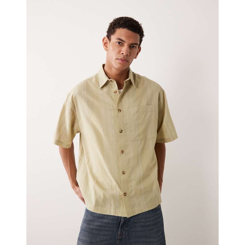 ASOS DESIGN oversized textured shirt in sage green