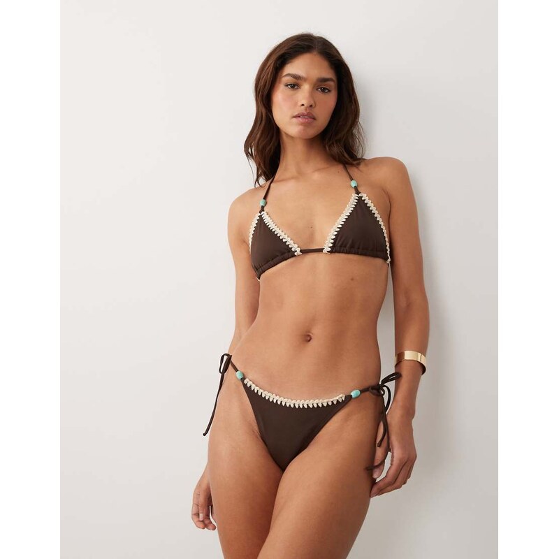 ASOS DESIGN Whitney whip Rio high leg tie side bikini bottom in