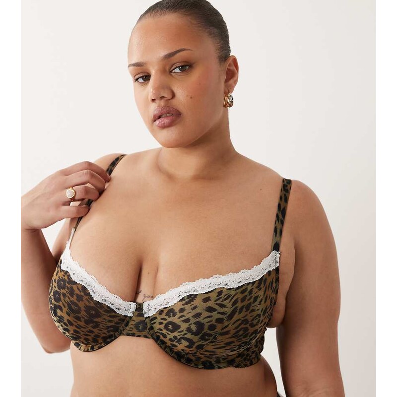 ASOS Curve ASOS DESIGN Curve Savannah sheer mesh leopard print 115519907