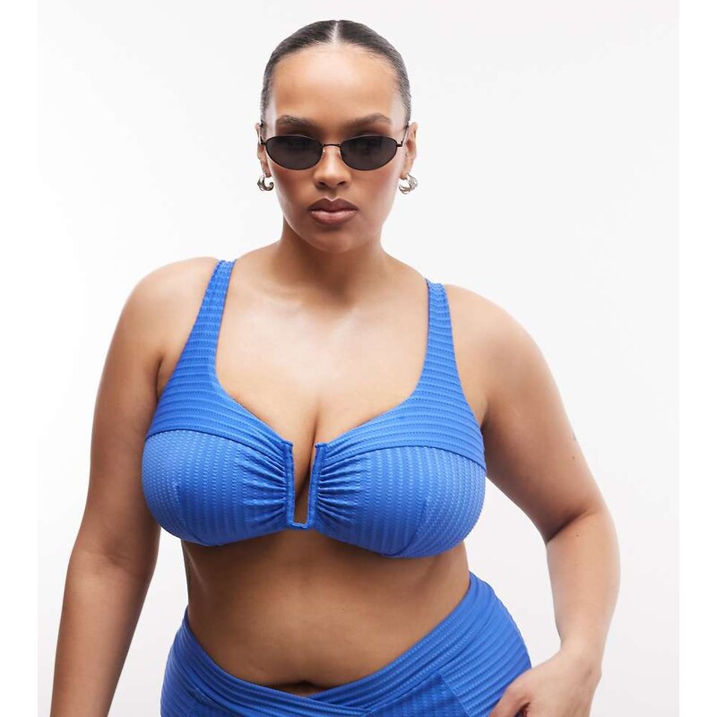 ASOS Curve ASOS DESIGN Curve Rory spliced rib v wire bikini top