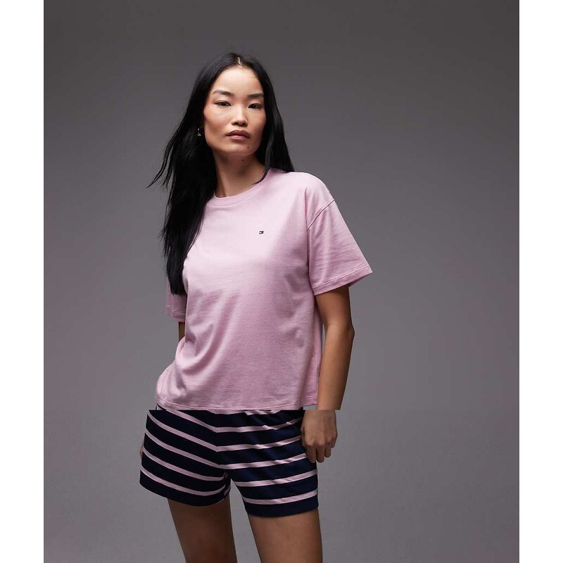Tommy Hilfiger Essentials pyjama set in pink & navy stripe 114773716
