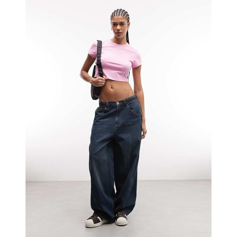 COLLUSION super crop t-shirt in bubblegum pink