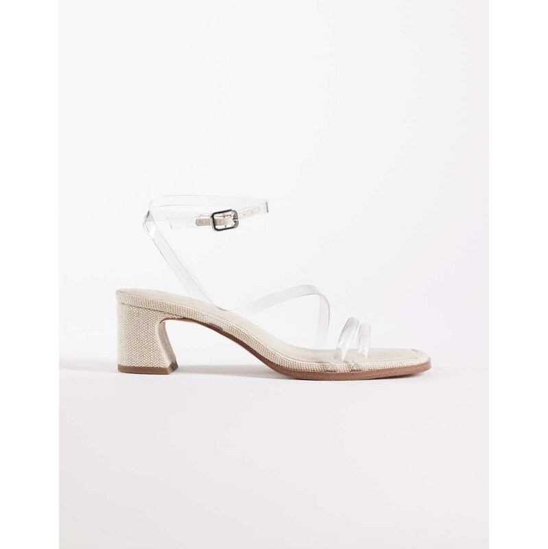 ASOS DESIGN Honeybee mid block heeled sandals in natural and