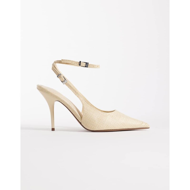 ASOS DESIGN Promise slingback stiletto high heel shoes in natural-Neutral