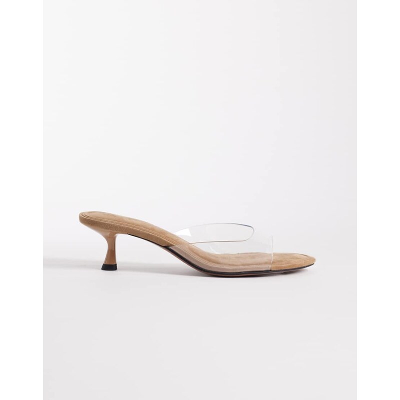 ASOS DESIGN High-five kitten heel mules in clear
