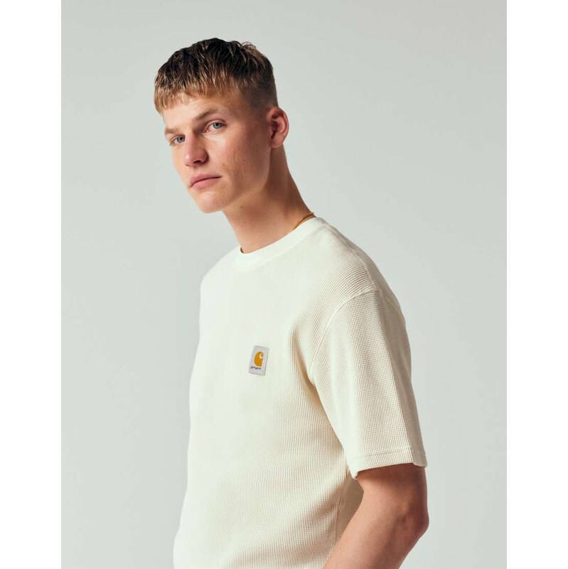 Carhartt WIP nelson waffle t-shirt in light beige-Neutral