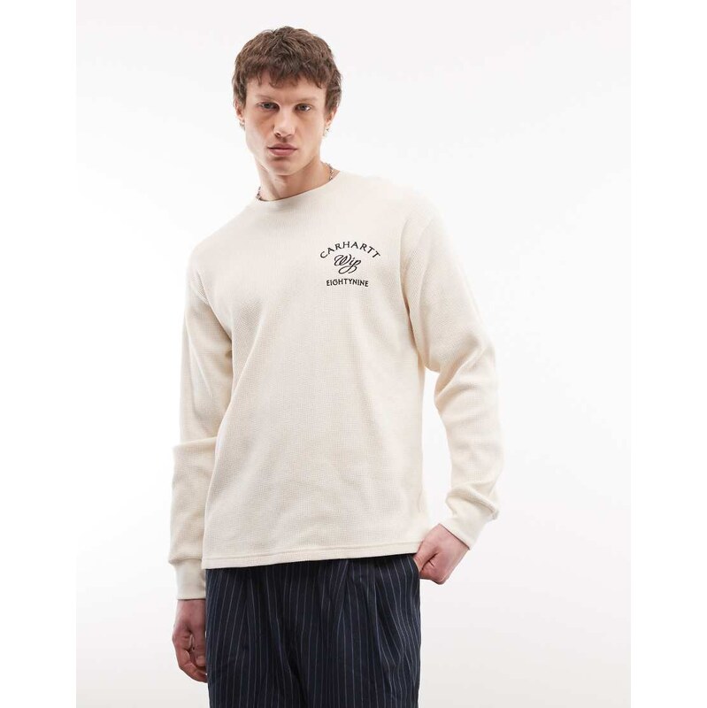 Carhartt WIP eightynine long sleeve waffle t-shirt in neutral