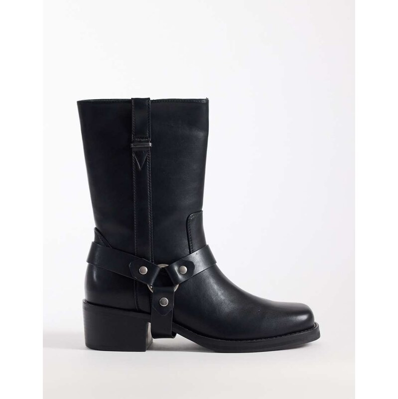 ASOS DESIGN boot with metal hardware and removable buckle in