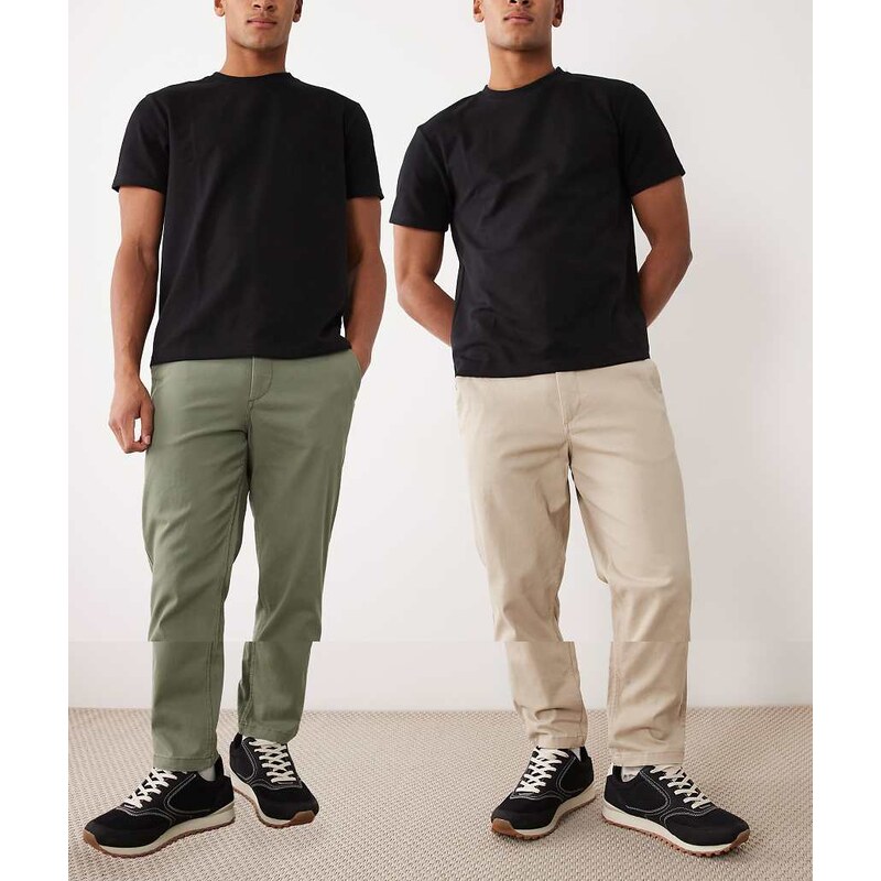 Jack & Jones 2 pack straight chino trousers in beige and khaki