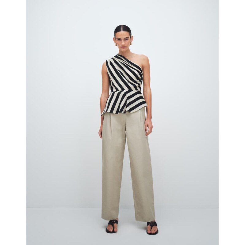 & Other Stories cotton wide leg trousers with pleat detail in
