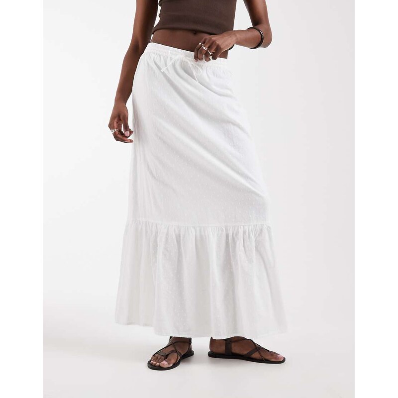 Vero Moda Tall dobby texture boho maxi skirt in white